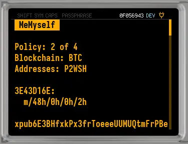 Coldcard Q screen displaying full NewsCapsule transaction details. 